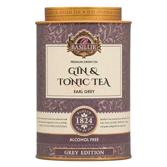 Basilur Gin & Tonic Tea, Grey Edition Tin - Loose Leaf Green Tea 75g