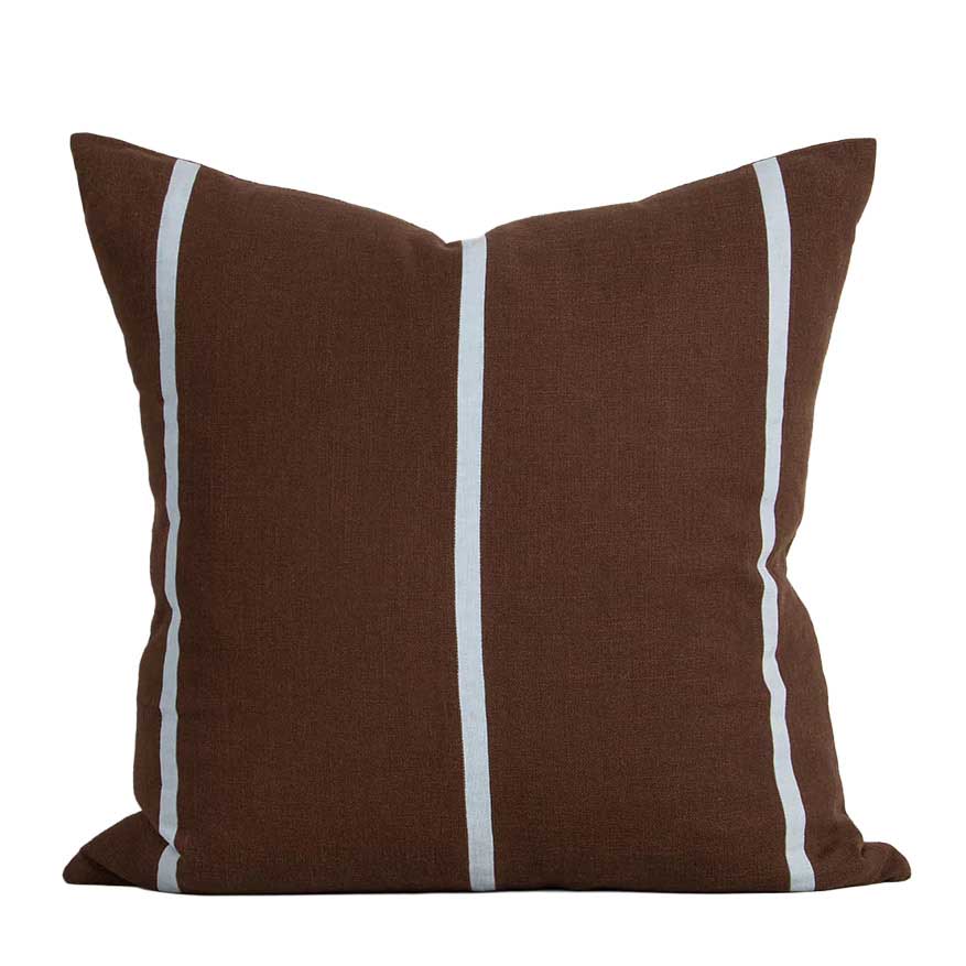Baya Otis Cushion With Feather Inner 55x55cm - Chocolate/Sky