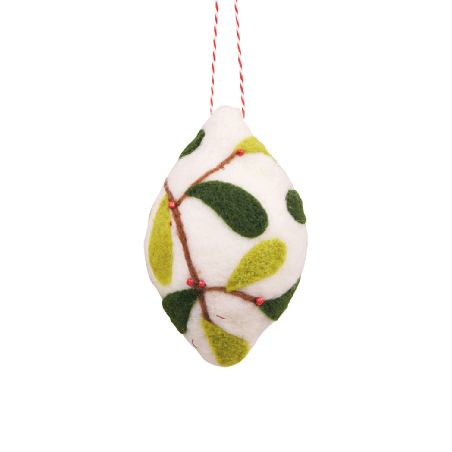 Maytime Felt Hanging Christmas Diamond Cream/Green Leaves Ballantynes