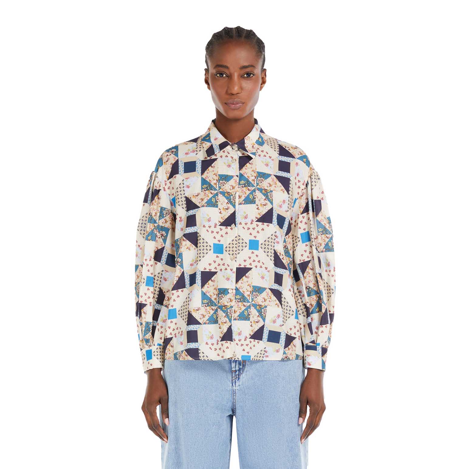 Weekend Max Mara Mescal Cotton Satin Patchwork Shirt