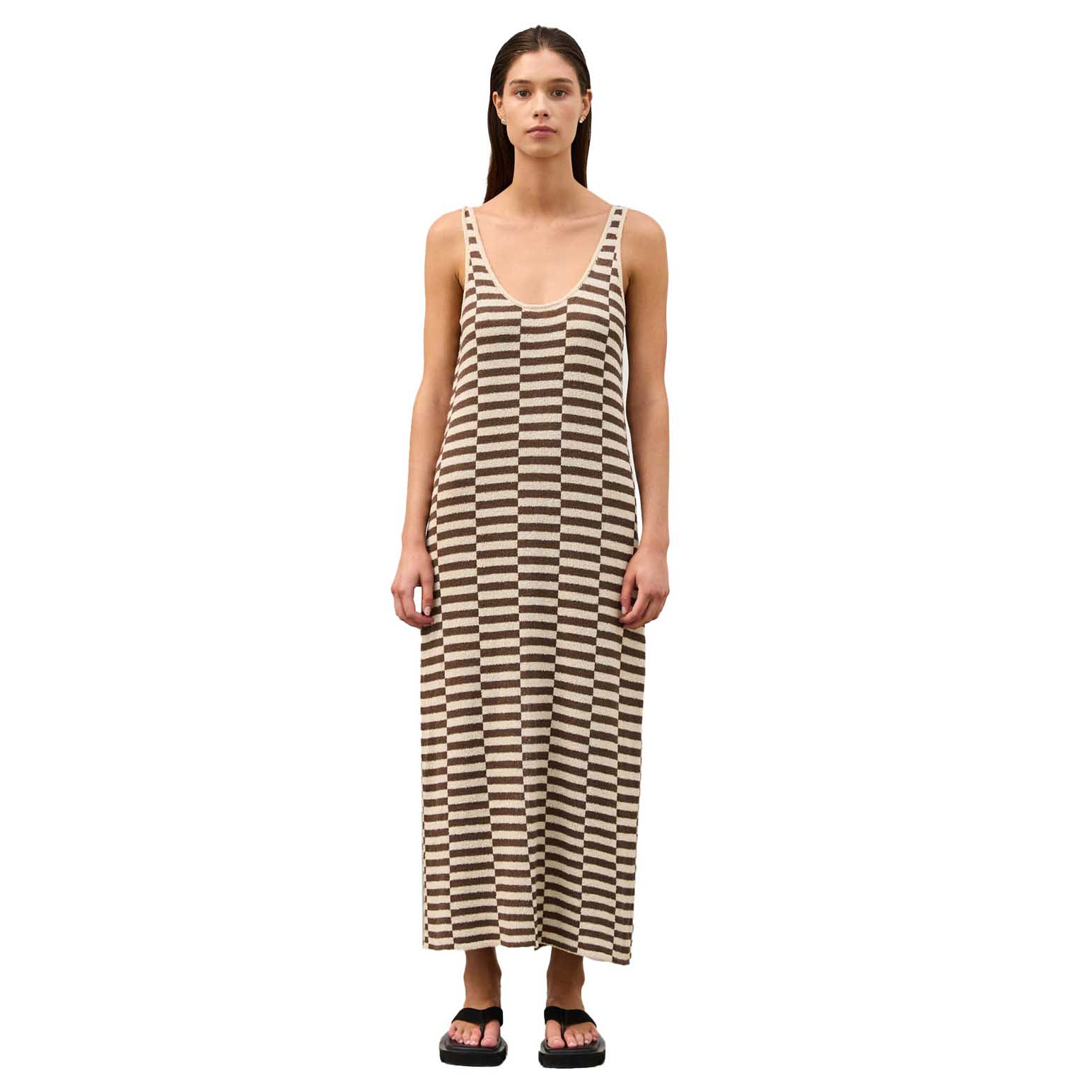 Zulu & Zephyr Cocoa Grid Textured Knit Dress