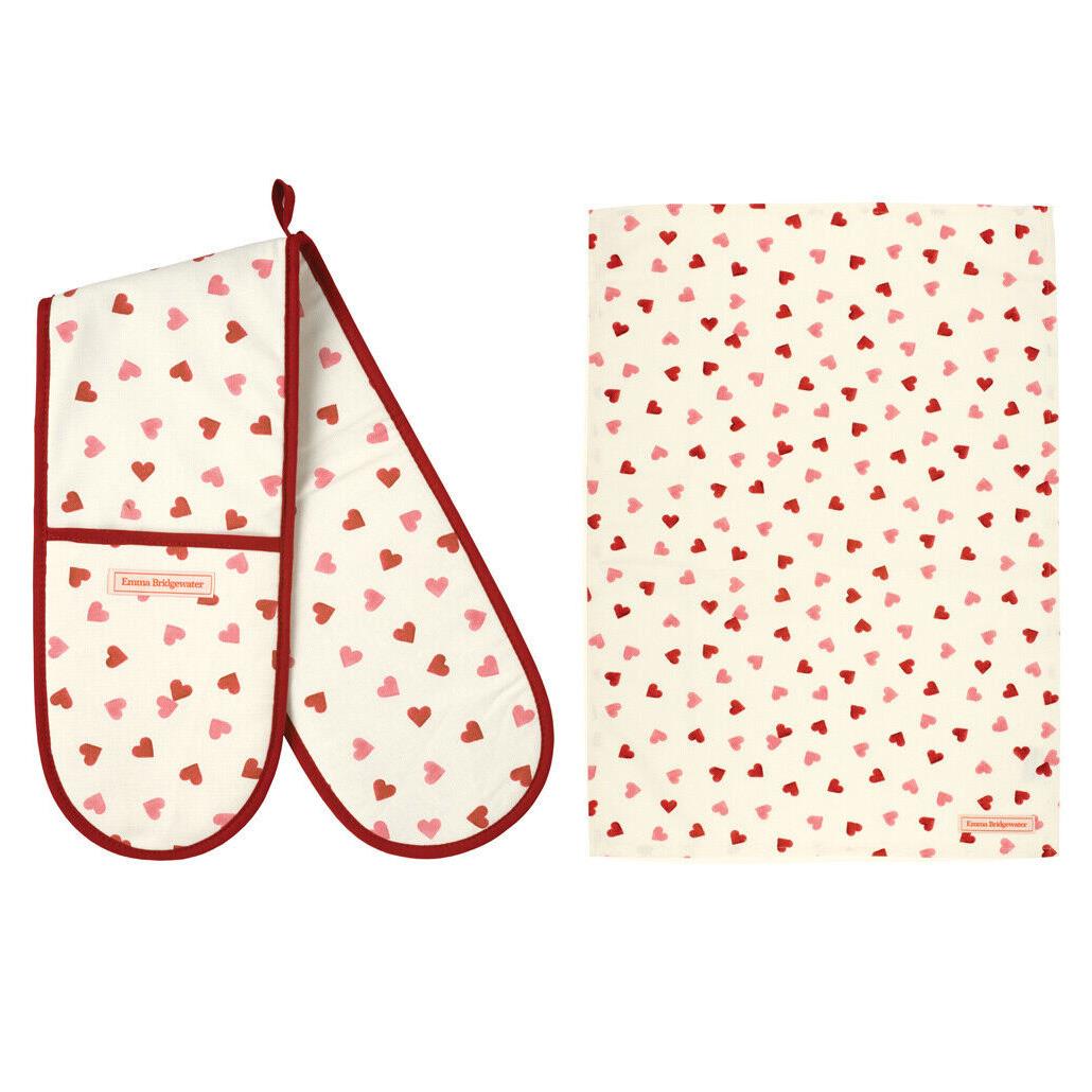Emma Bridgewater Pink Hearts Teatowel & Gloves Set Ballantynes