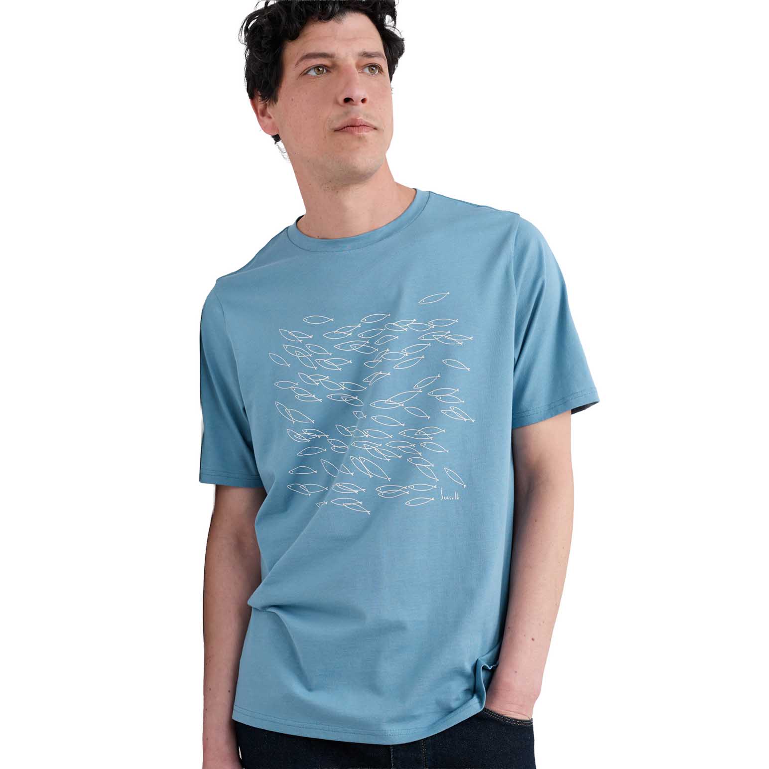 Seasalt Cornwall Midwatch T-Shirt Shoal Sketch Hydrangea