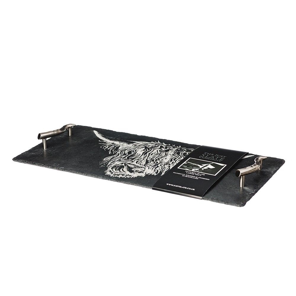 Selbrae House Serving Tray Large - Highland Cow with Horn Handles