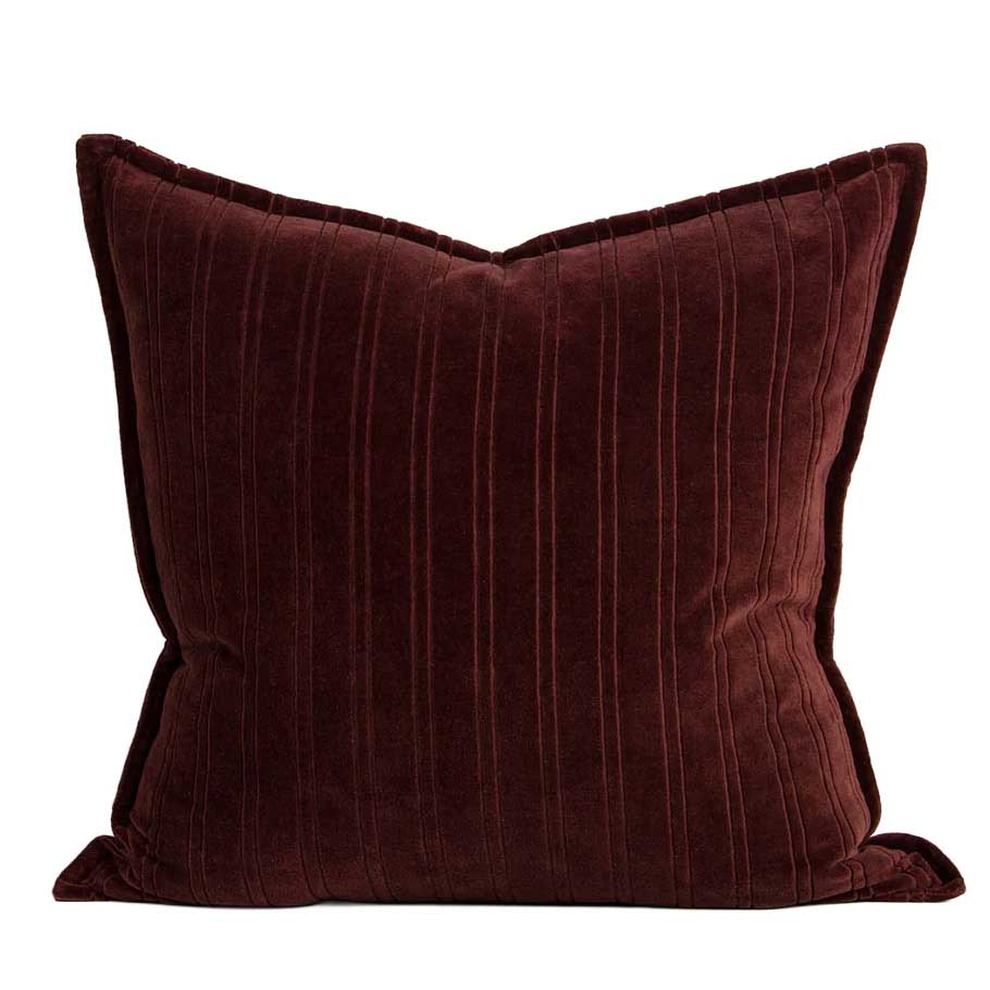 Baya Stria Cushion With Feather Inner 55x55cm - Merlot