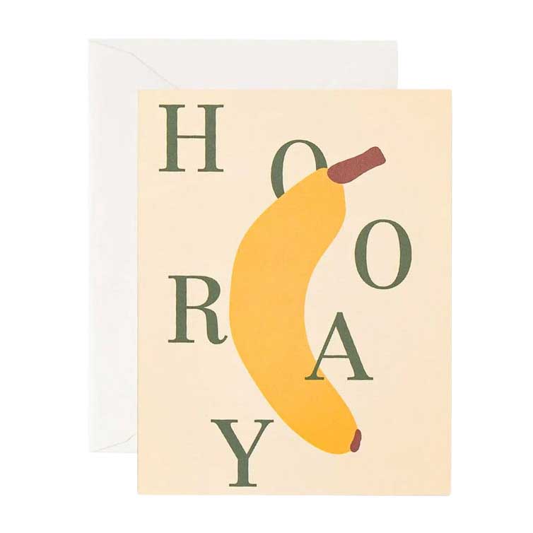 Father Rabbit Stationery Hooray Banana Card