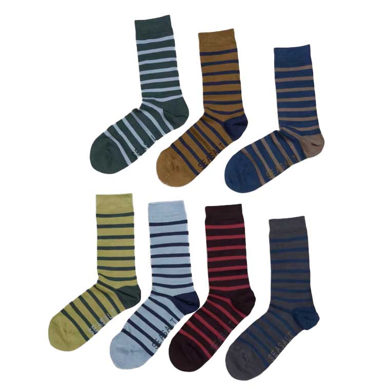 Seasalt Cornwall Mens Sailor Socks Box Of 7 Woodford Mix