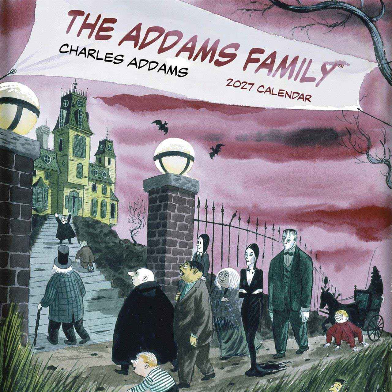 Pomegranate The Addams Family Wall Calendar 2027