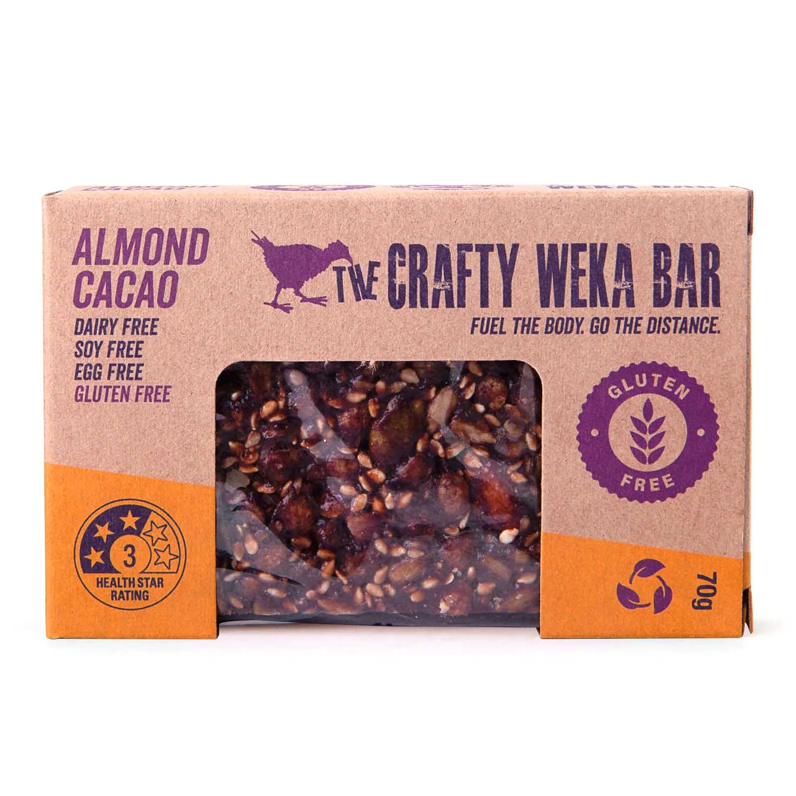 The Crafty Weka Almond Cacao Gluten Free Bar 70g