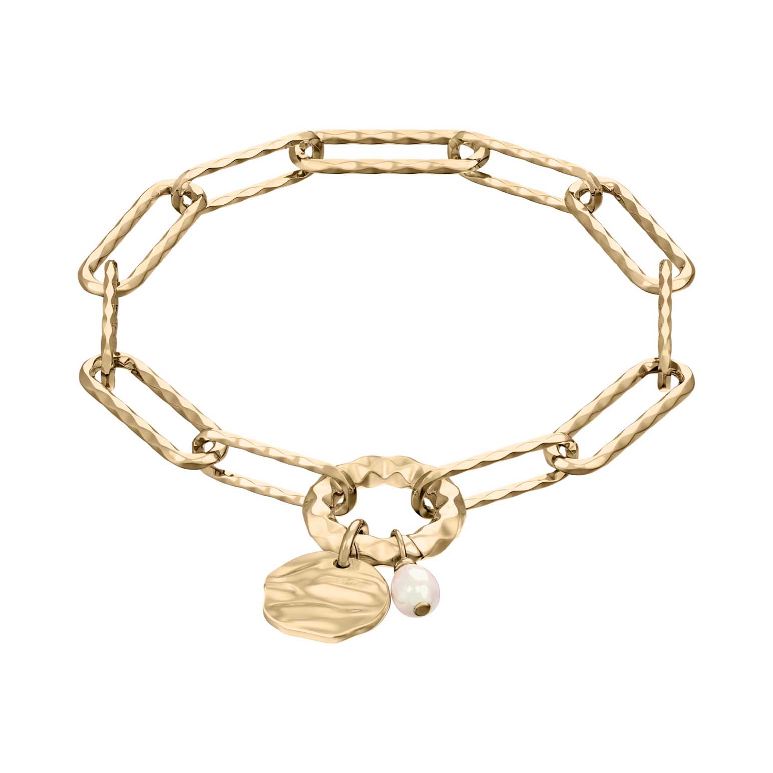Skagen Agnethe Pearl Gold-Tone Brass Chain Bracelet