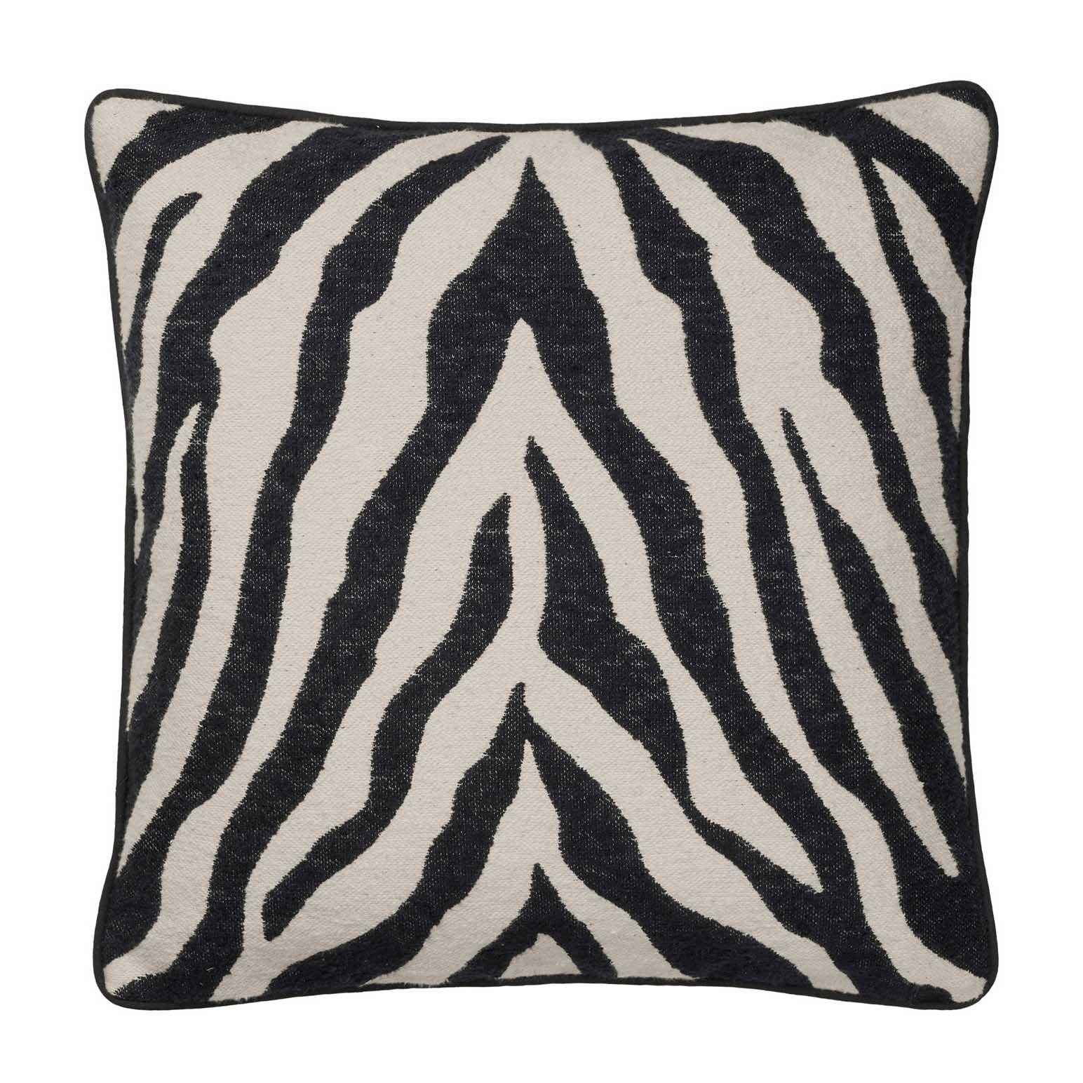 Broste Cushion Cover Zebra + Cushion Inner - Black/Light Beige 50x50