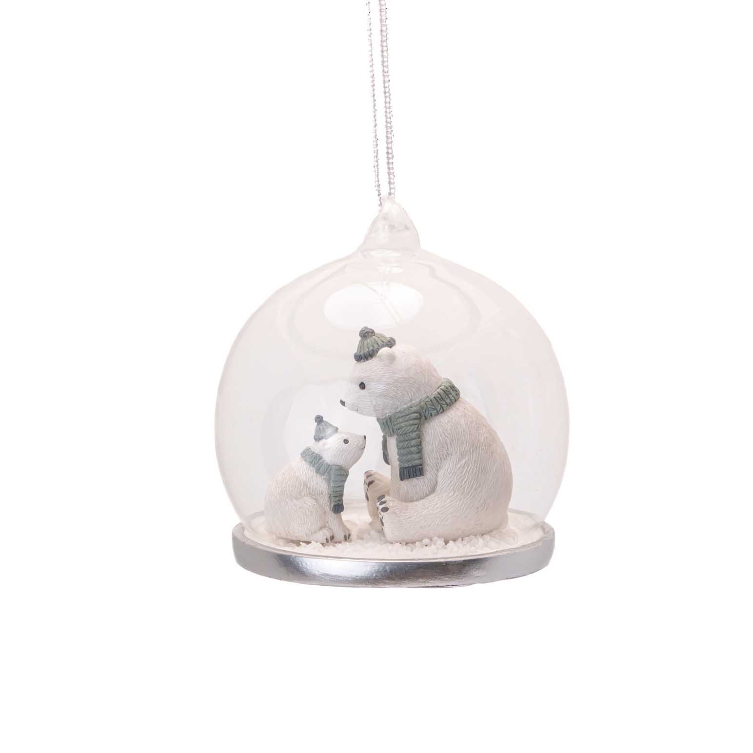 Sass & Belle Polar Bear Mummy & Baby Dome Bauble
