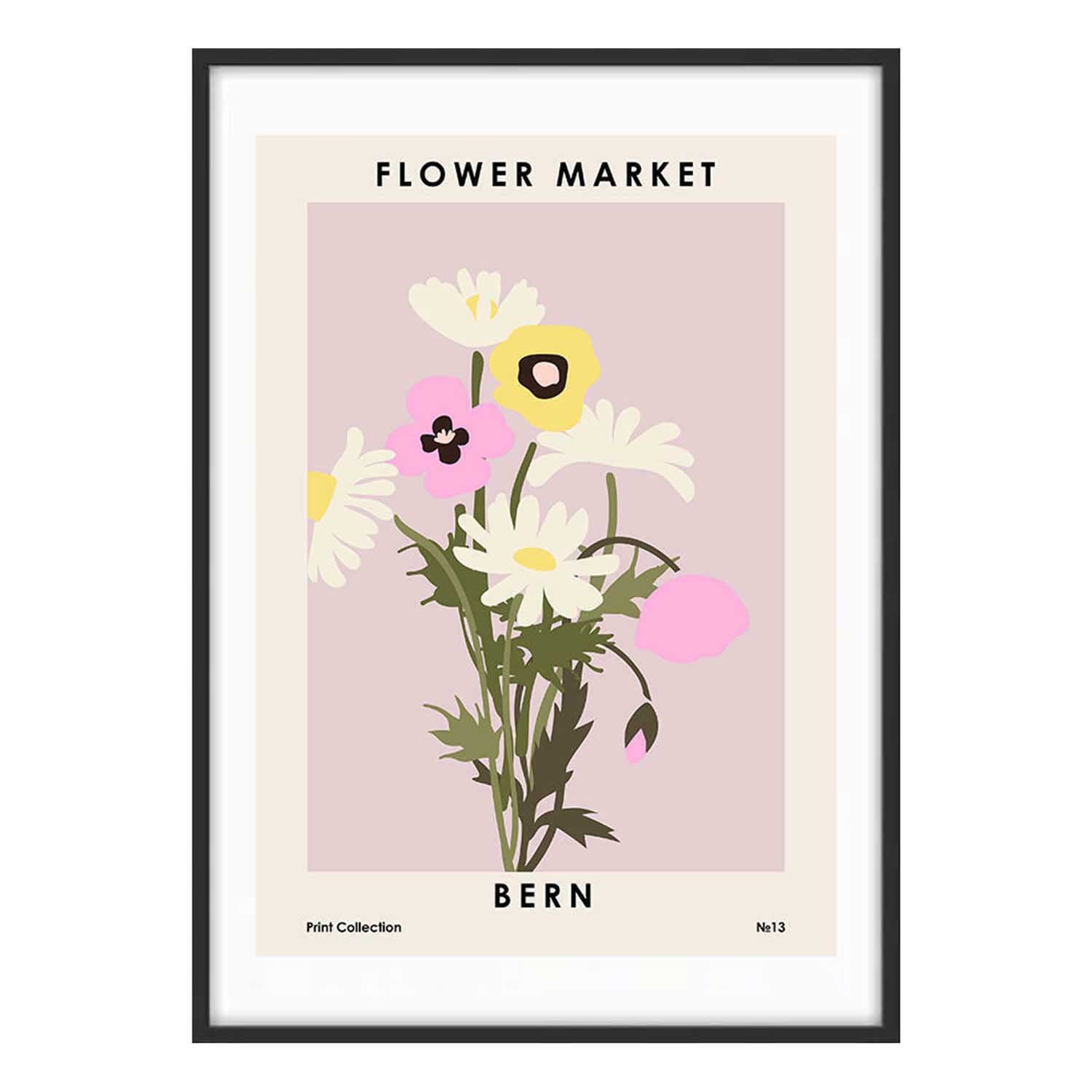 Flower Market Bern A2 Framed Print