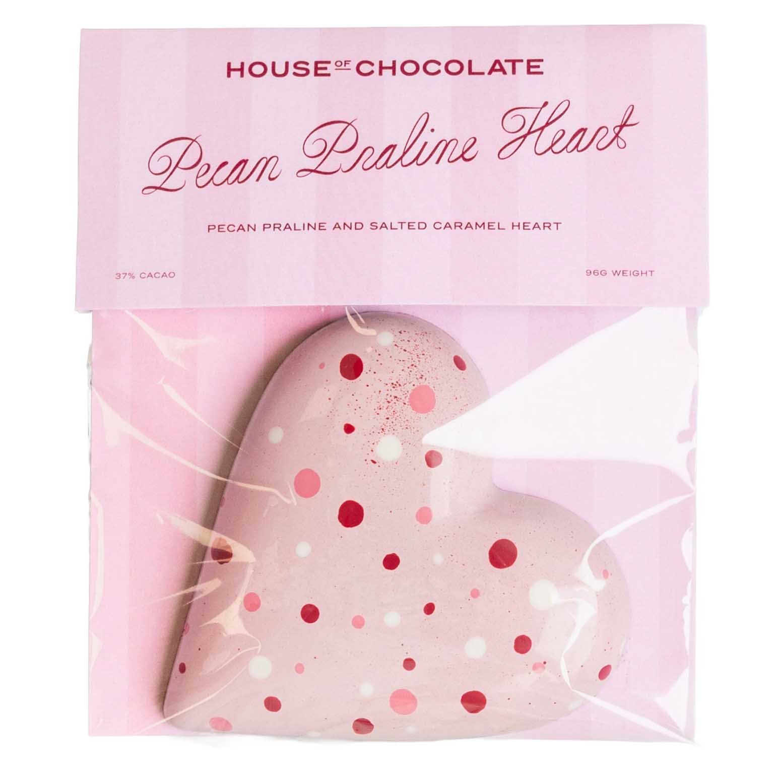 House of Chocolate Pecan Praline & Caramel Milk Chocolate Heart 96g