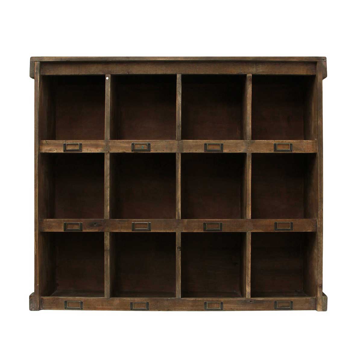 French Country Wooden Cubby Wall Shelf Large