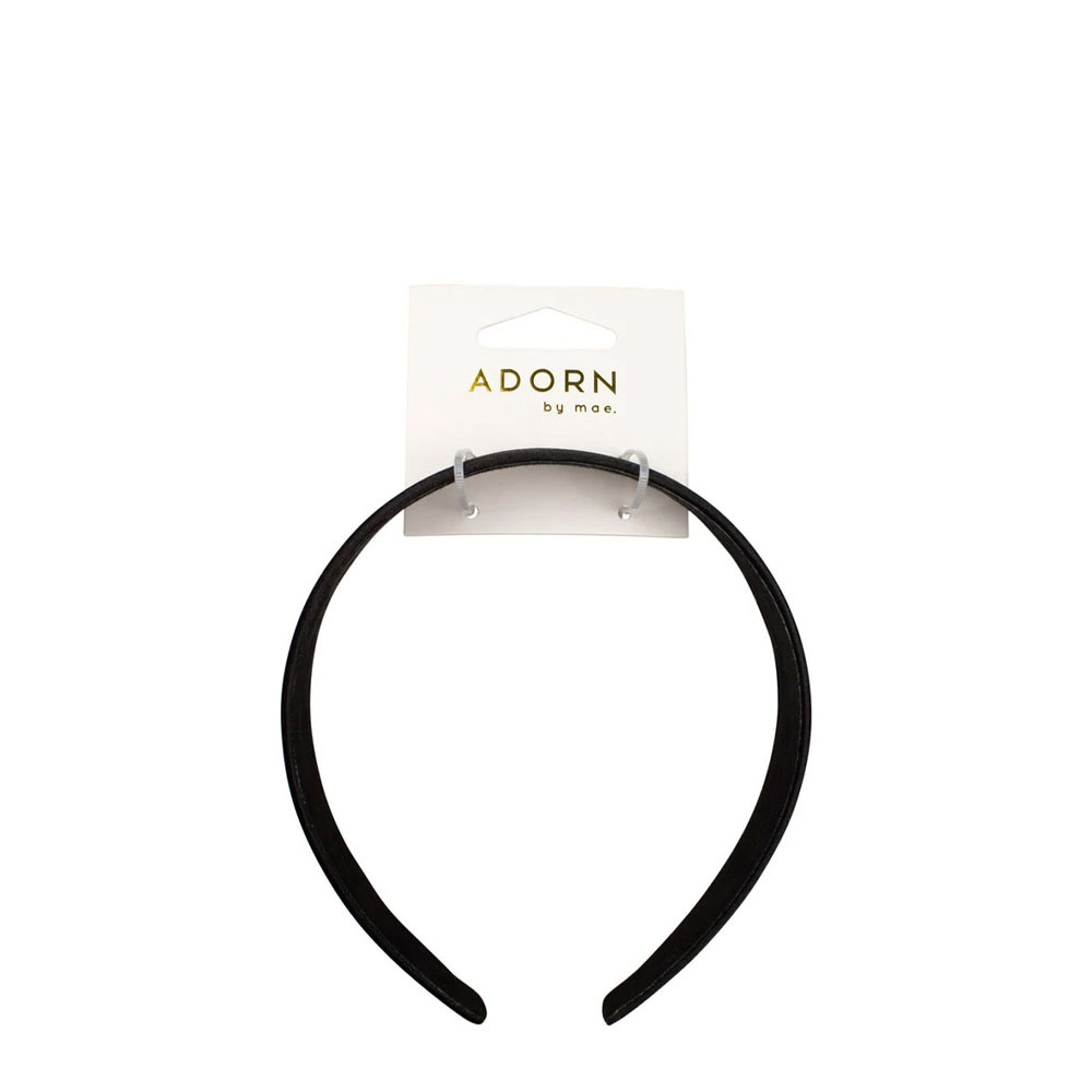 Adorn by Mae Matte Satin Headband - Black