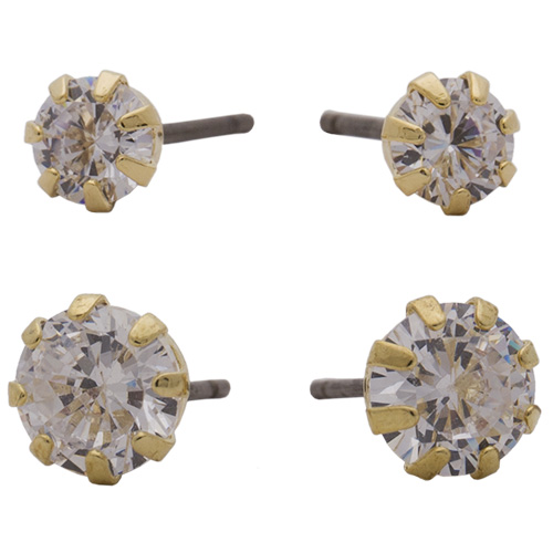 Charm Double Pack 5+6mm CZ Gold