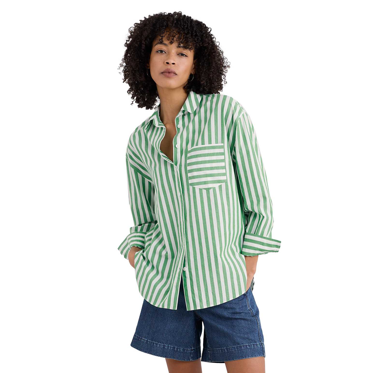 Seasalt Cornwall Sea Path Shirt Mini Scallion Stripe Hedgerow