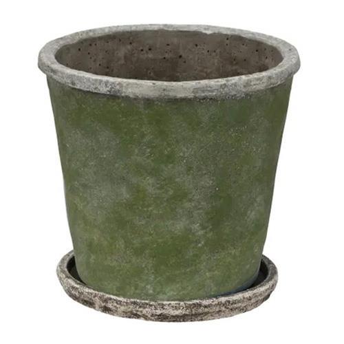 French Country Evergreen Plant Pot & Saucer Large