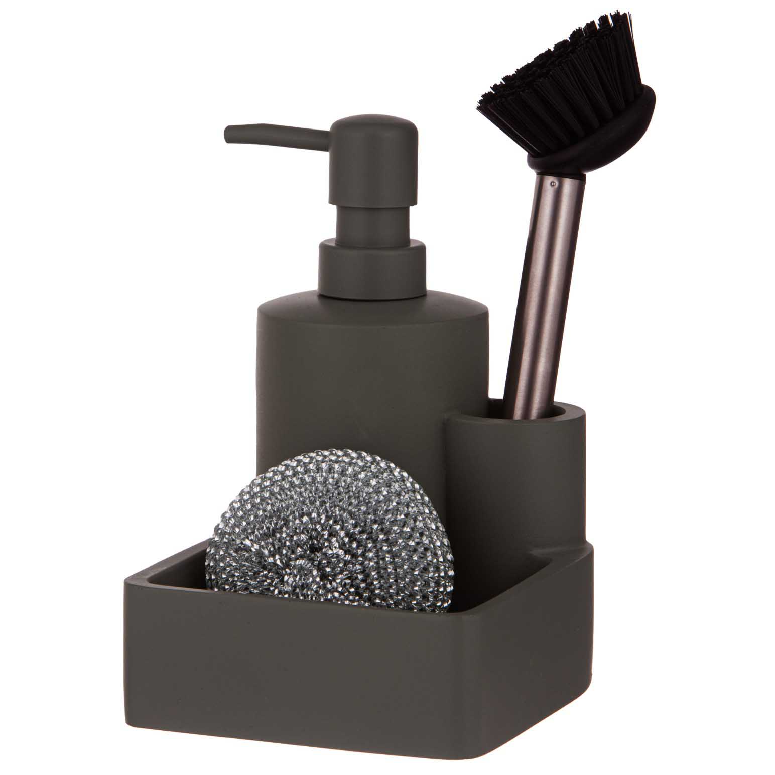 Ladelle Essentials Charcoal 3Pc Kitchen Cleaning Set