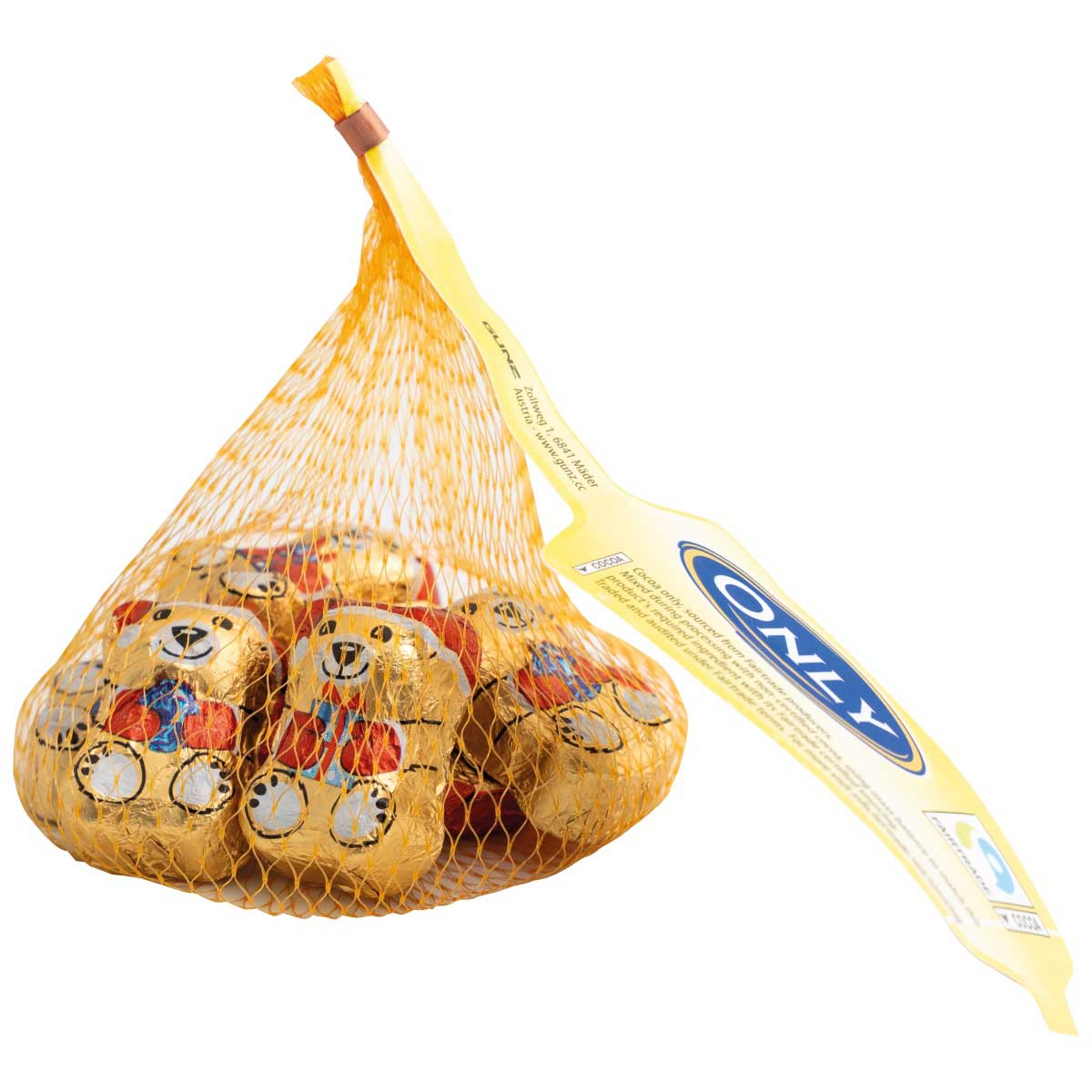 Only Chocolate Christmas Gold Bears with Milk Cream Filling 80g