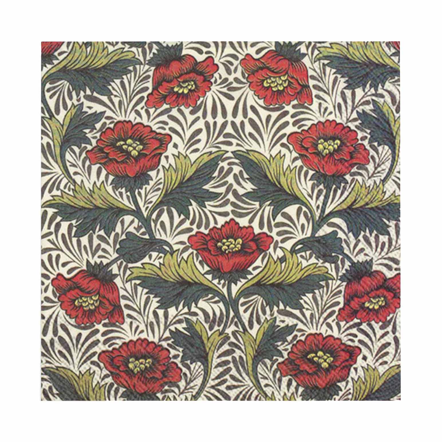 IHR Luncheon Napkin Peony Cream V&A