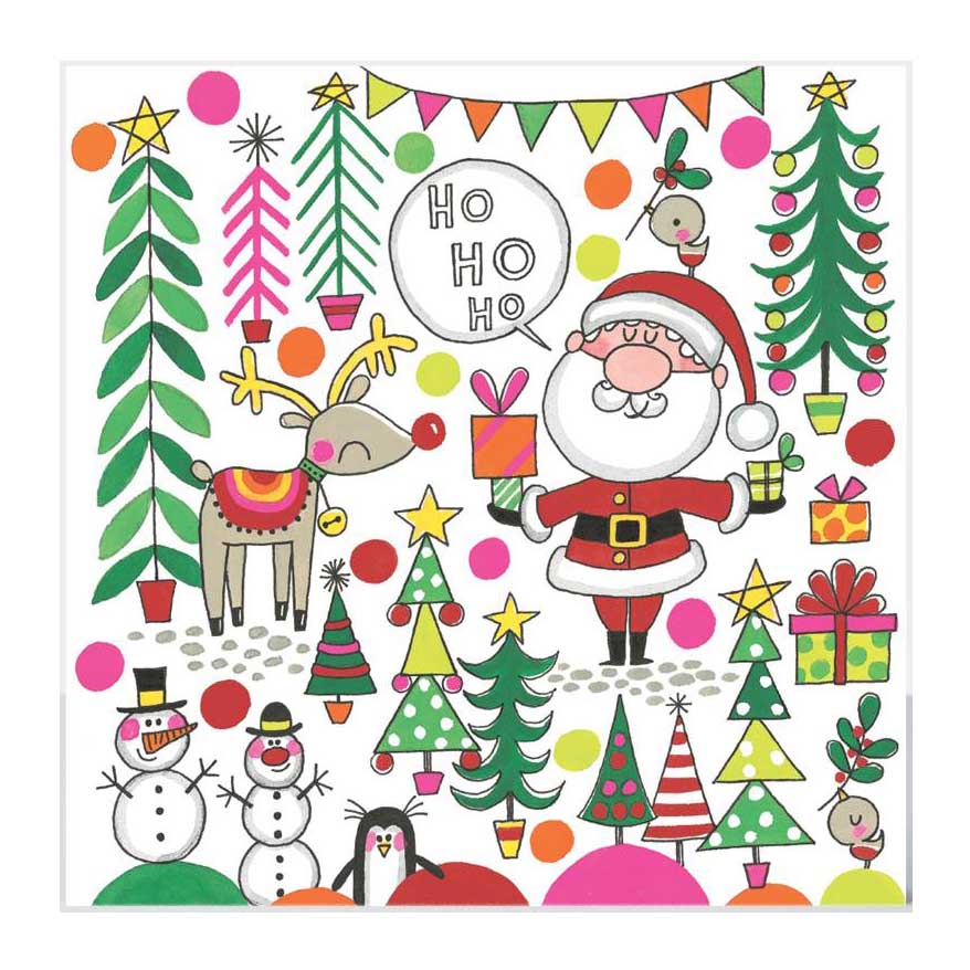 Santa Reindeer Trees Jigsaw Card