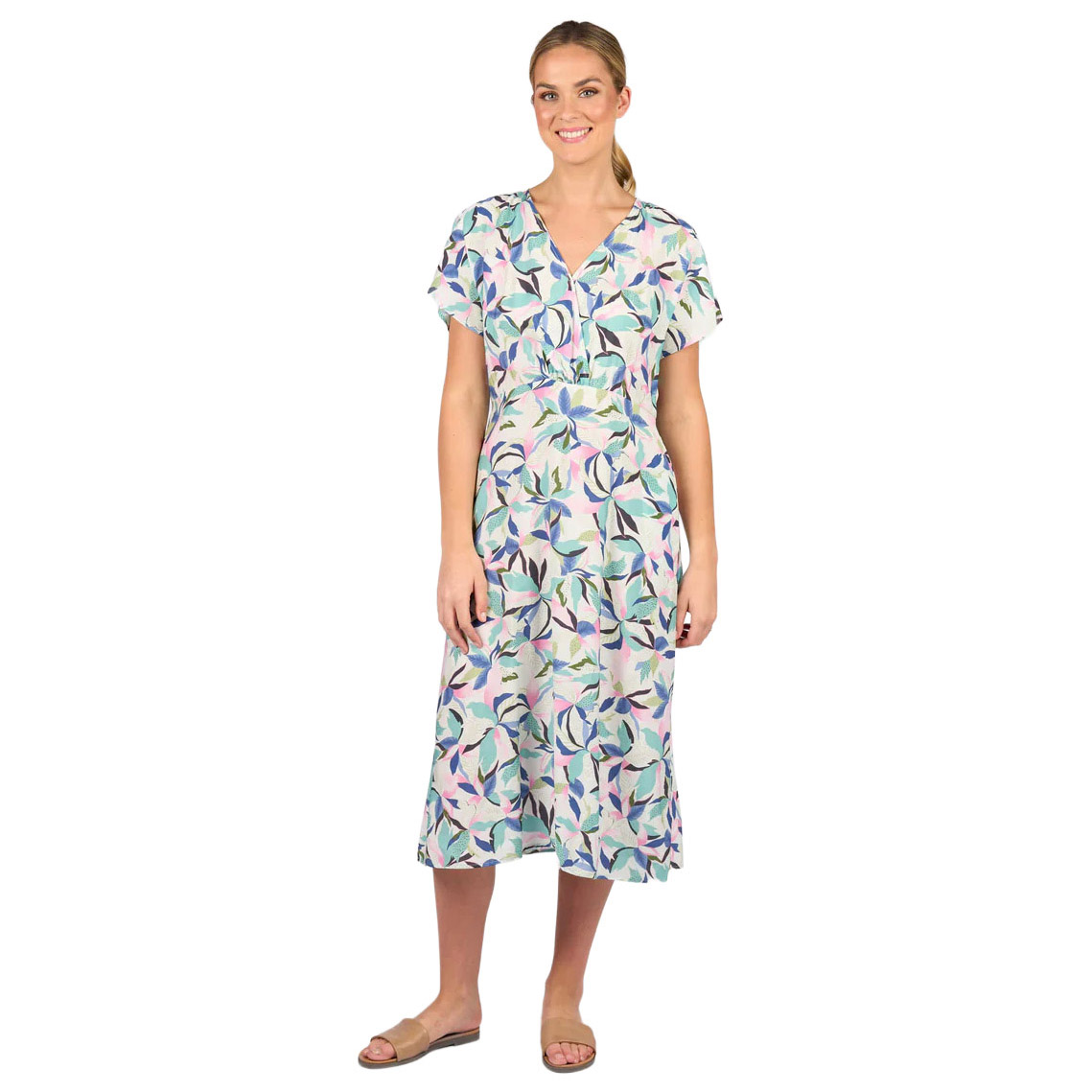 Vassalli Drop Shoulder Dress With Wrap Bodice And Side Pockets