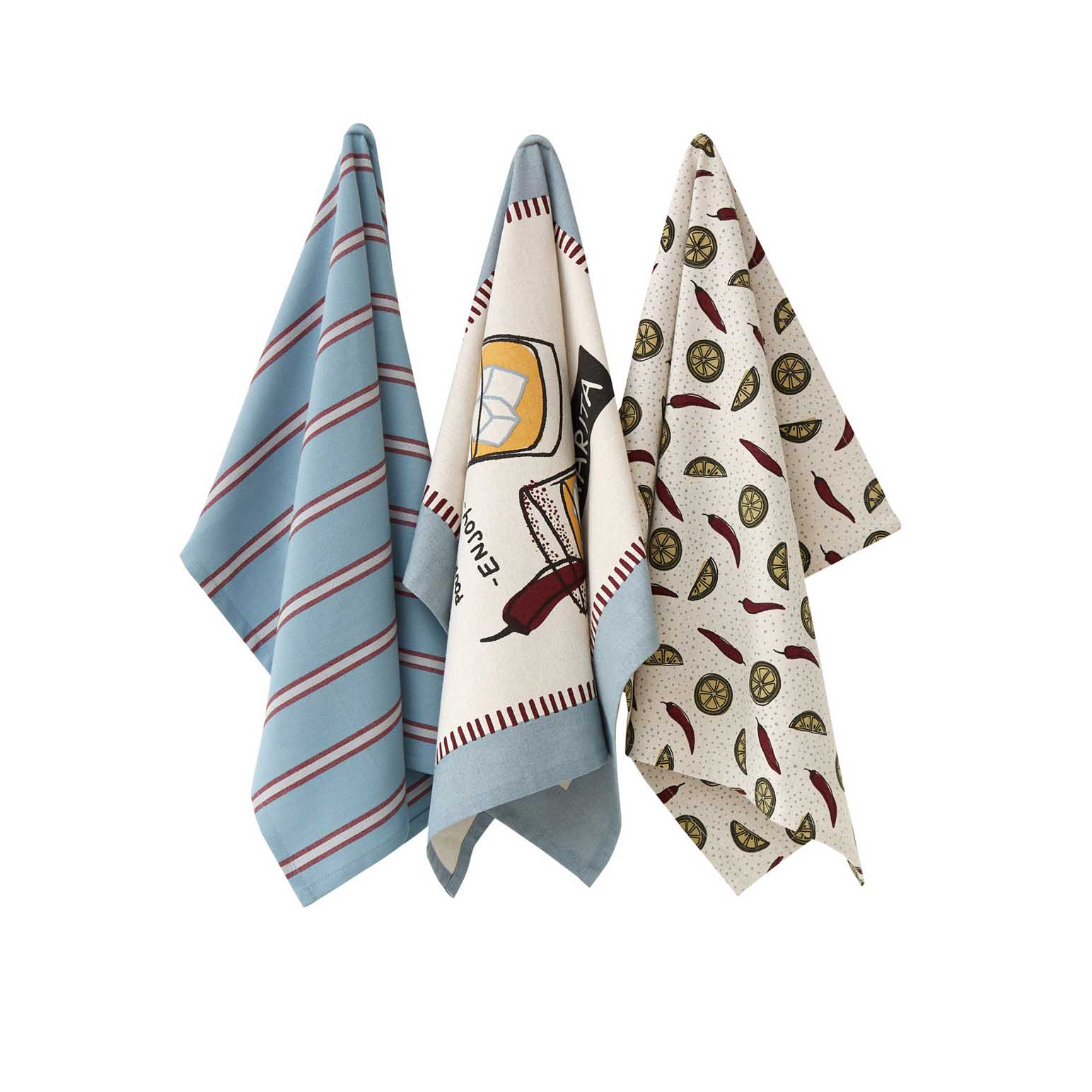 Wallace Cotton Spicy Margarita Tea Towel Set Of 3