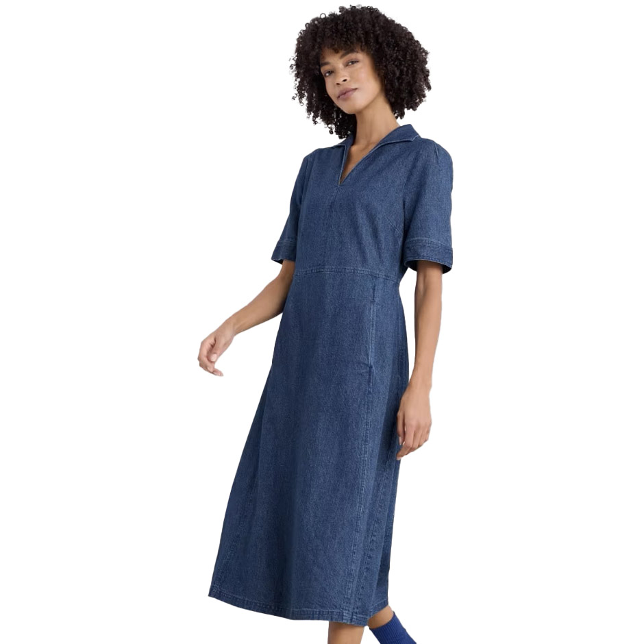 Seasalt Cornwall Fen Violet Denim Dress Mid Wash