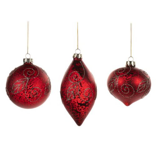 Goodwill Glass Antique Swirl Ball Ornament Assorted 8cm