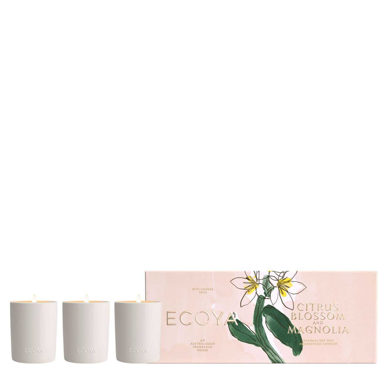 ECOYA Limited Edition Citrus Blossom & Magolia Mini Ceramic Candle Trio Set