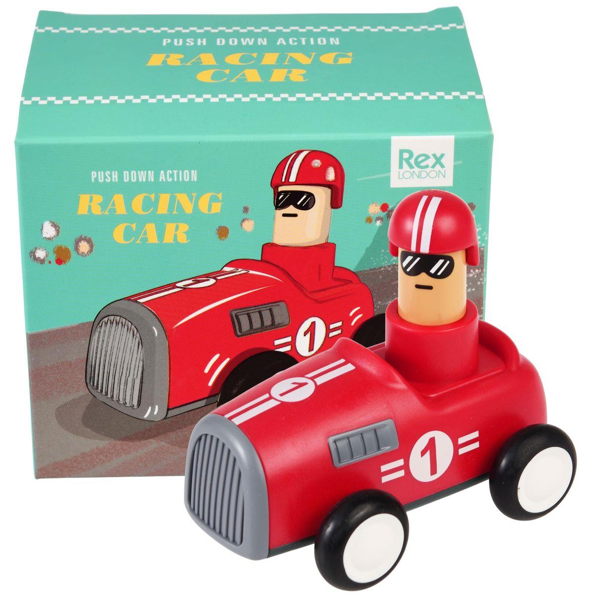 You Monkey Push Down Action Racing Car Red