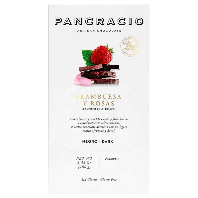 Pancracio Dark Chocolate with Raspberry & Rose 100g