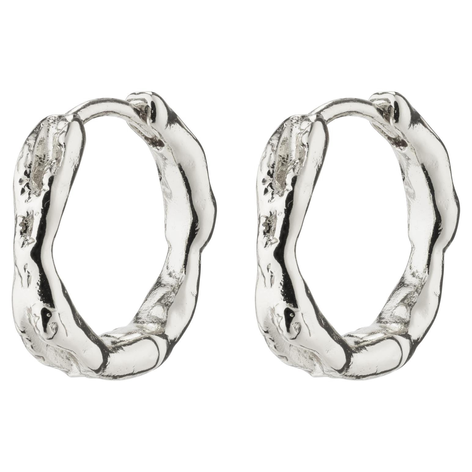 Pilgrim Eddy Recycled Organic Shaped Small Hoops Silver Plated