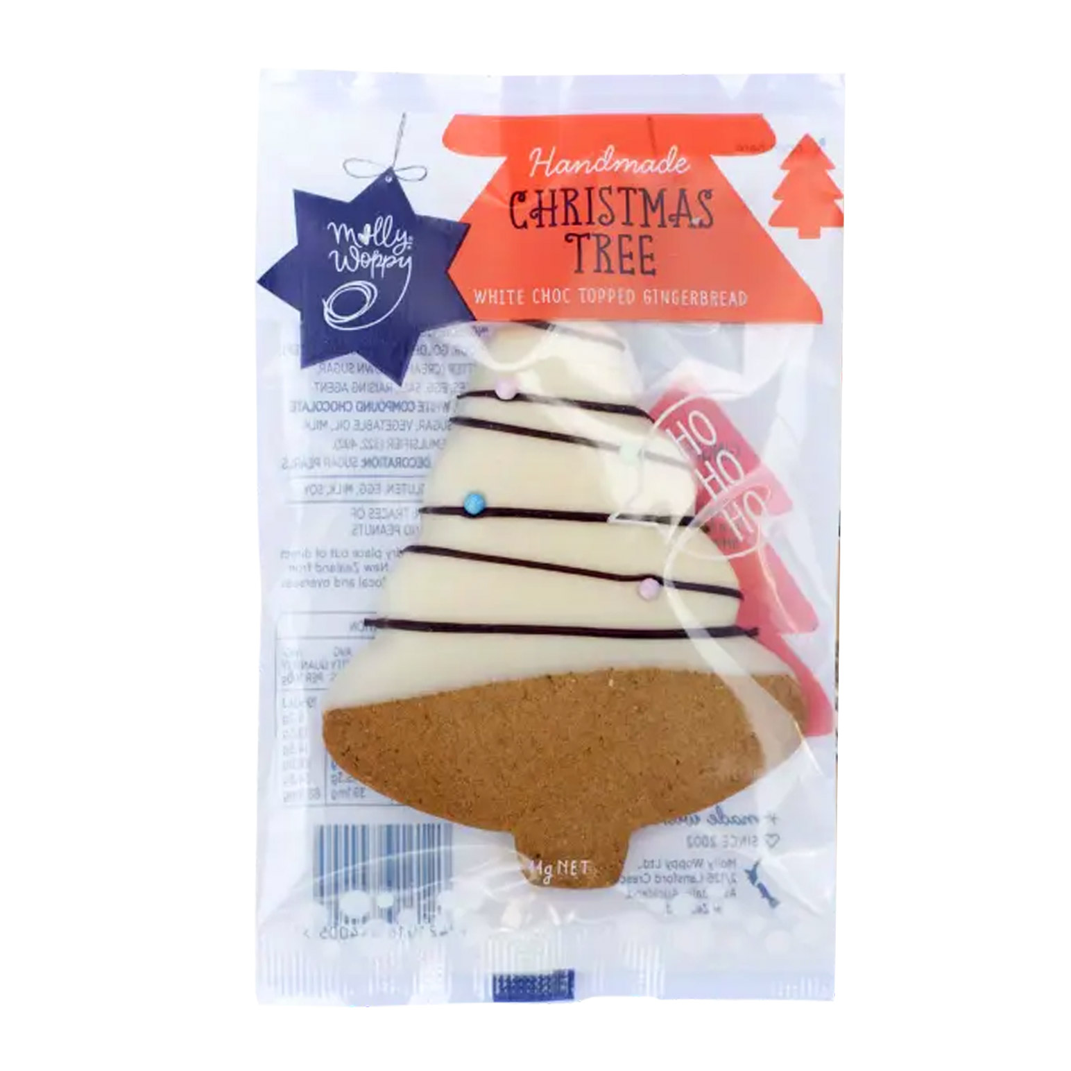 Molly Woppy Festive Gingerbread White Choc Topped Tree Large 44g