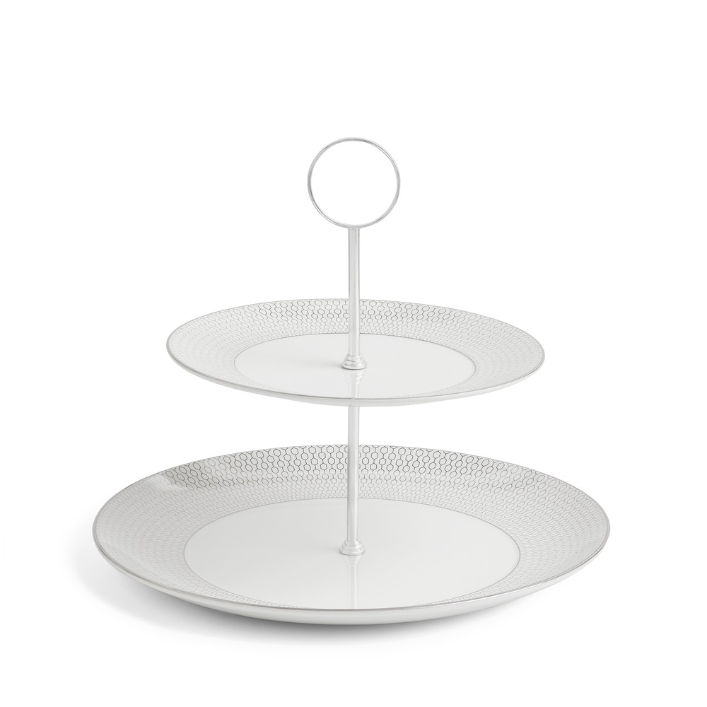 Wedgwood Gio Platinum 2 Tier Cake Stand