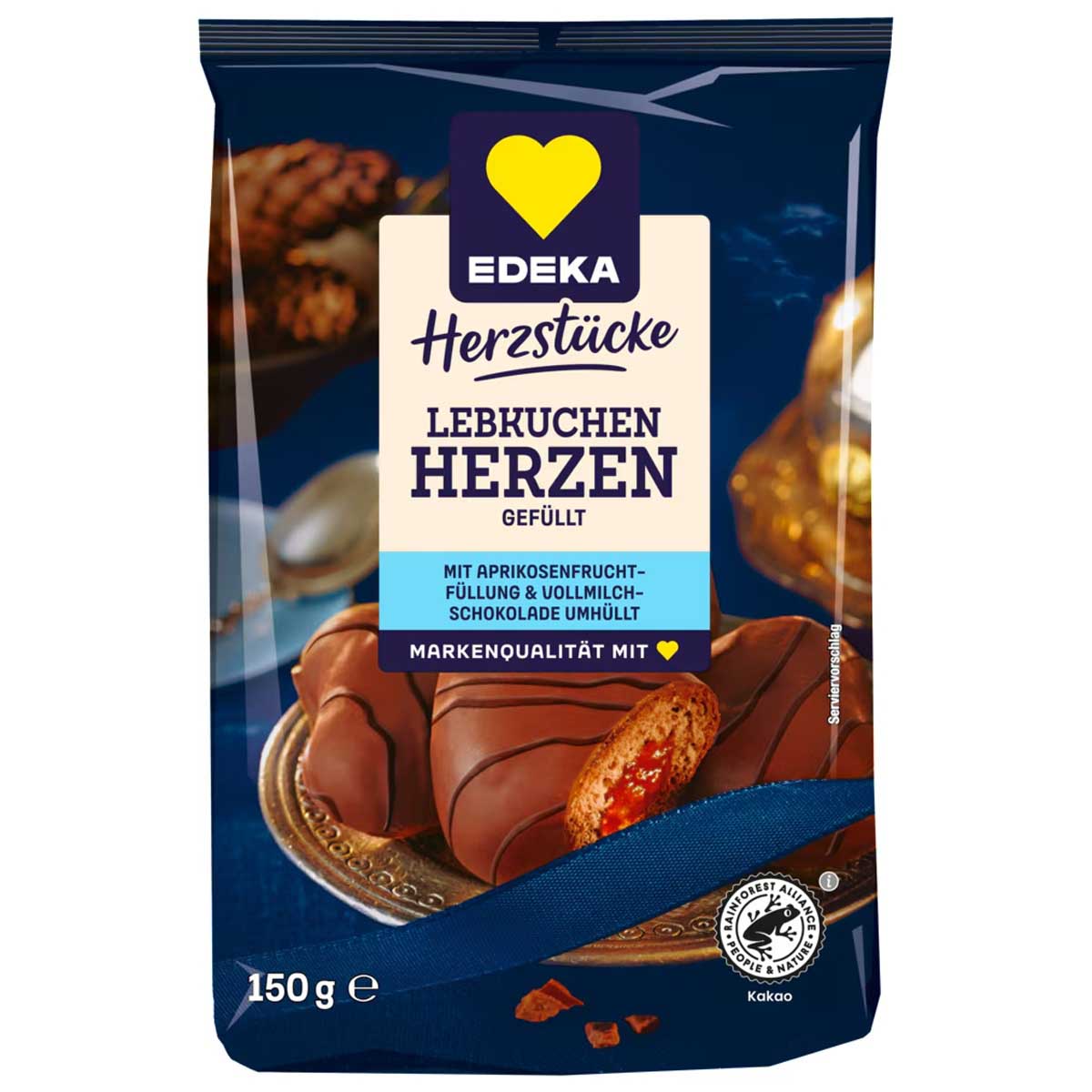 Edeka Filled Gingerbread Hearts With Milk Chocolate 150g
