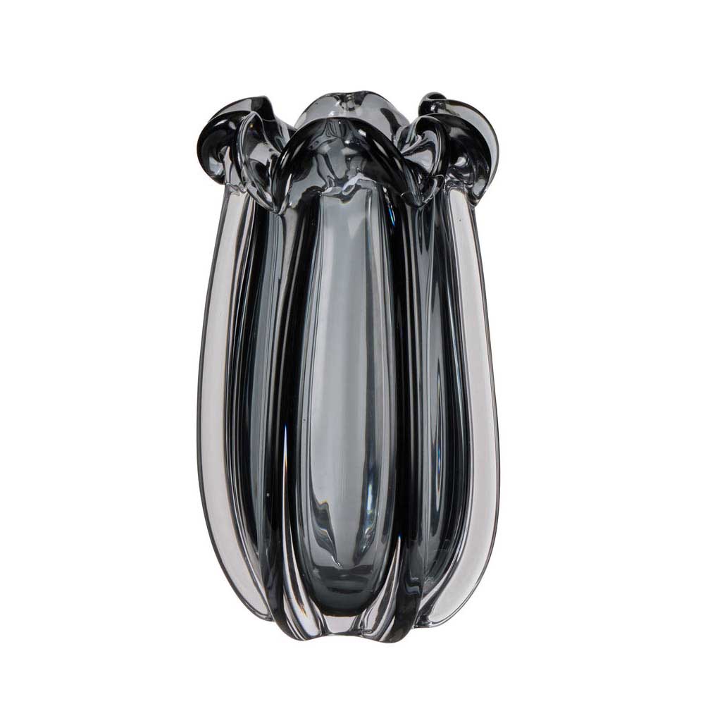 Amalfi Wavy Glass Vase Small - Grey