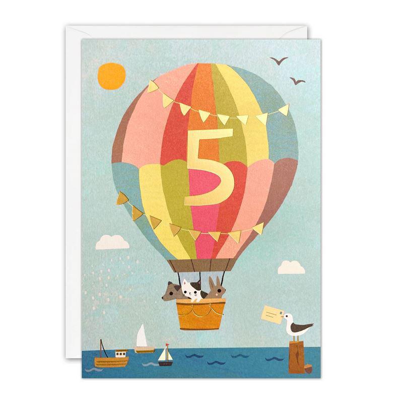 Age 5 Balloon Acorns Card