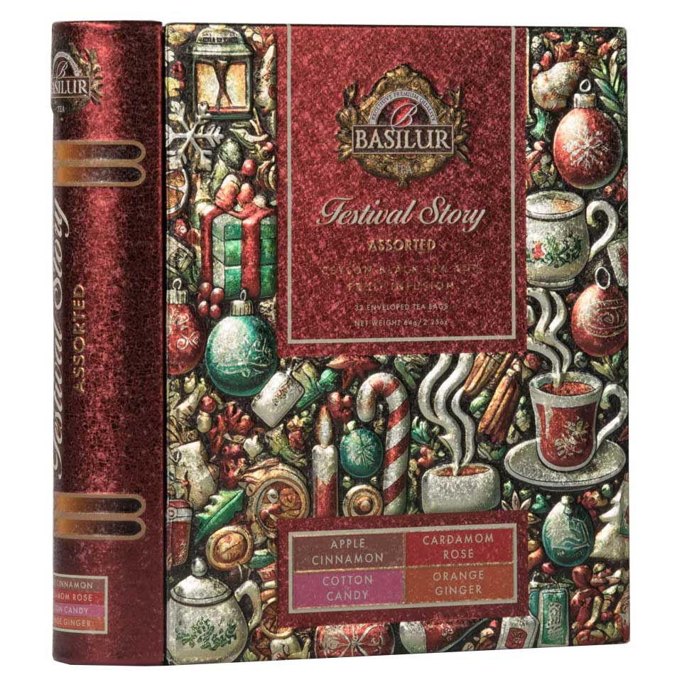 Basilur Festivals Story Tea Book Tin - 32 Assorted Teabags