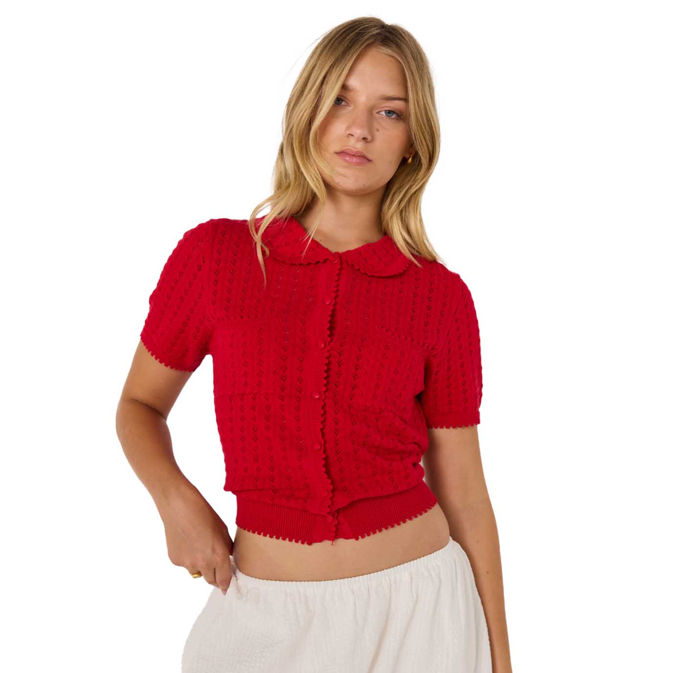 MINKPINK Lila Pointelle Knit Tee