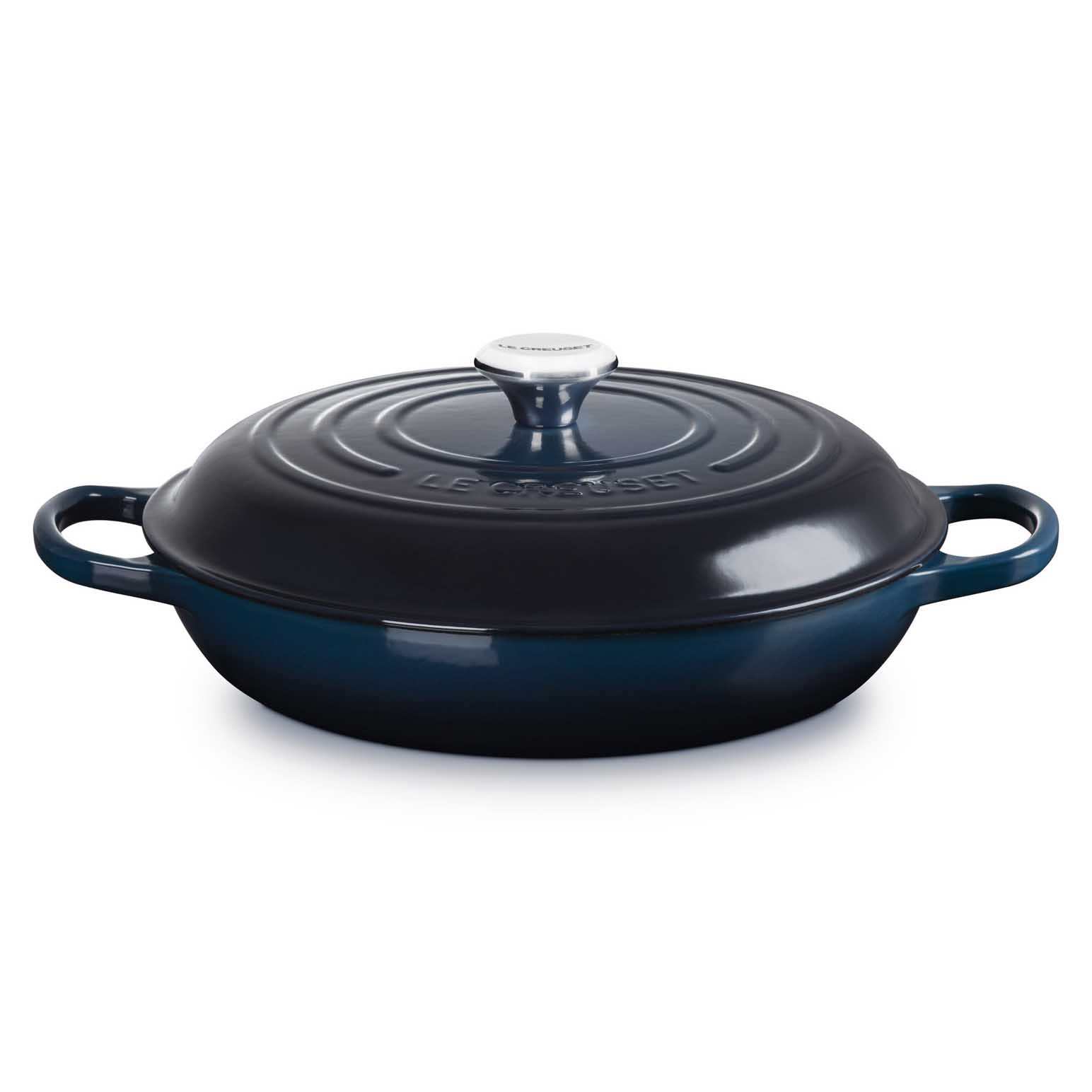 Le Creuset Signature Shallow Casserole Chrome Knob 30cm Nuit