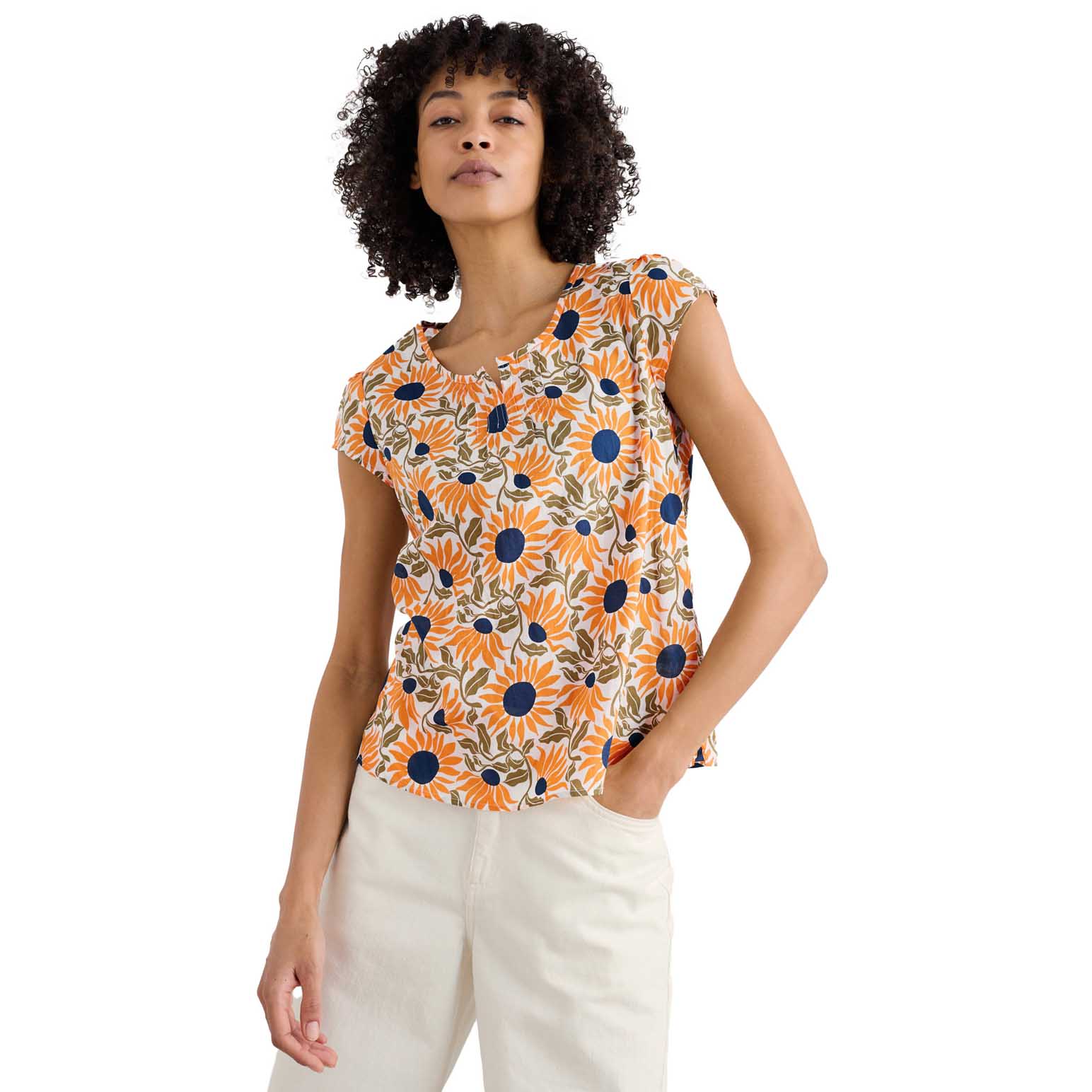 Seasalt Cornwall Garden Gate Top Ii Bold Sunflower Daylily