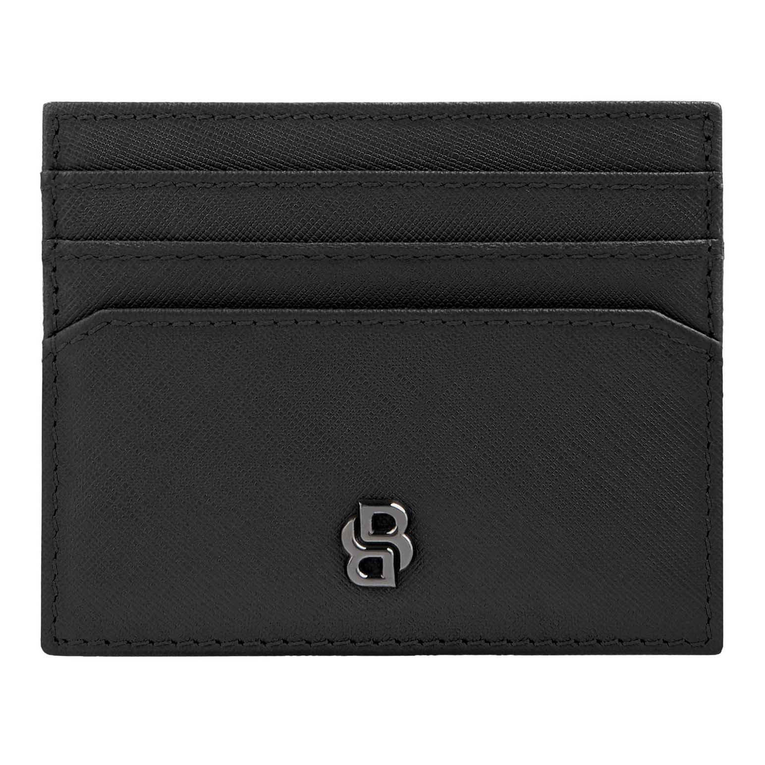 Boss Card Holder Double B Saffiano Leather Black