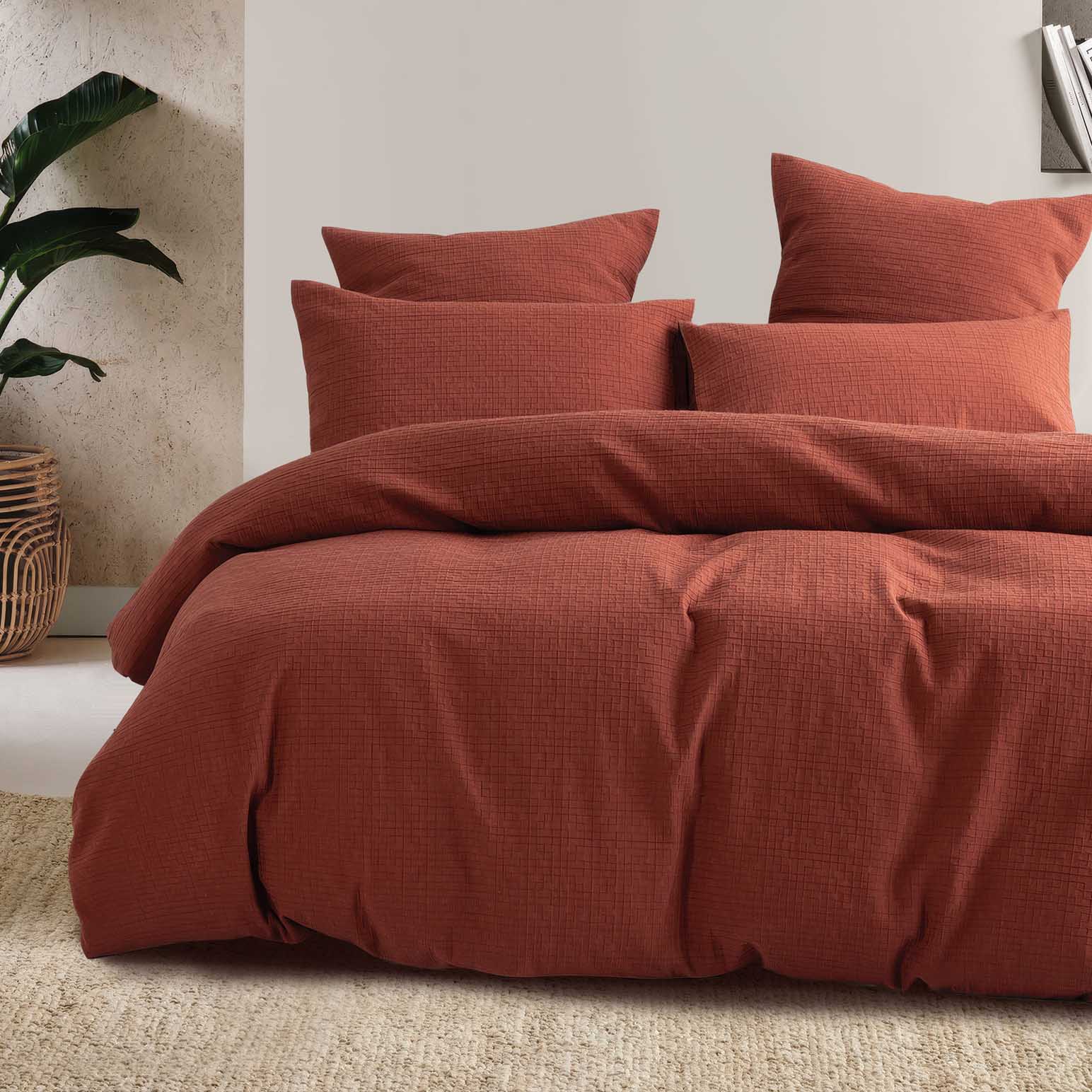Bambury Trellis Jacquard Quilt Cover Set Brick