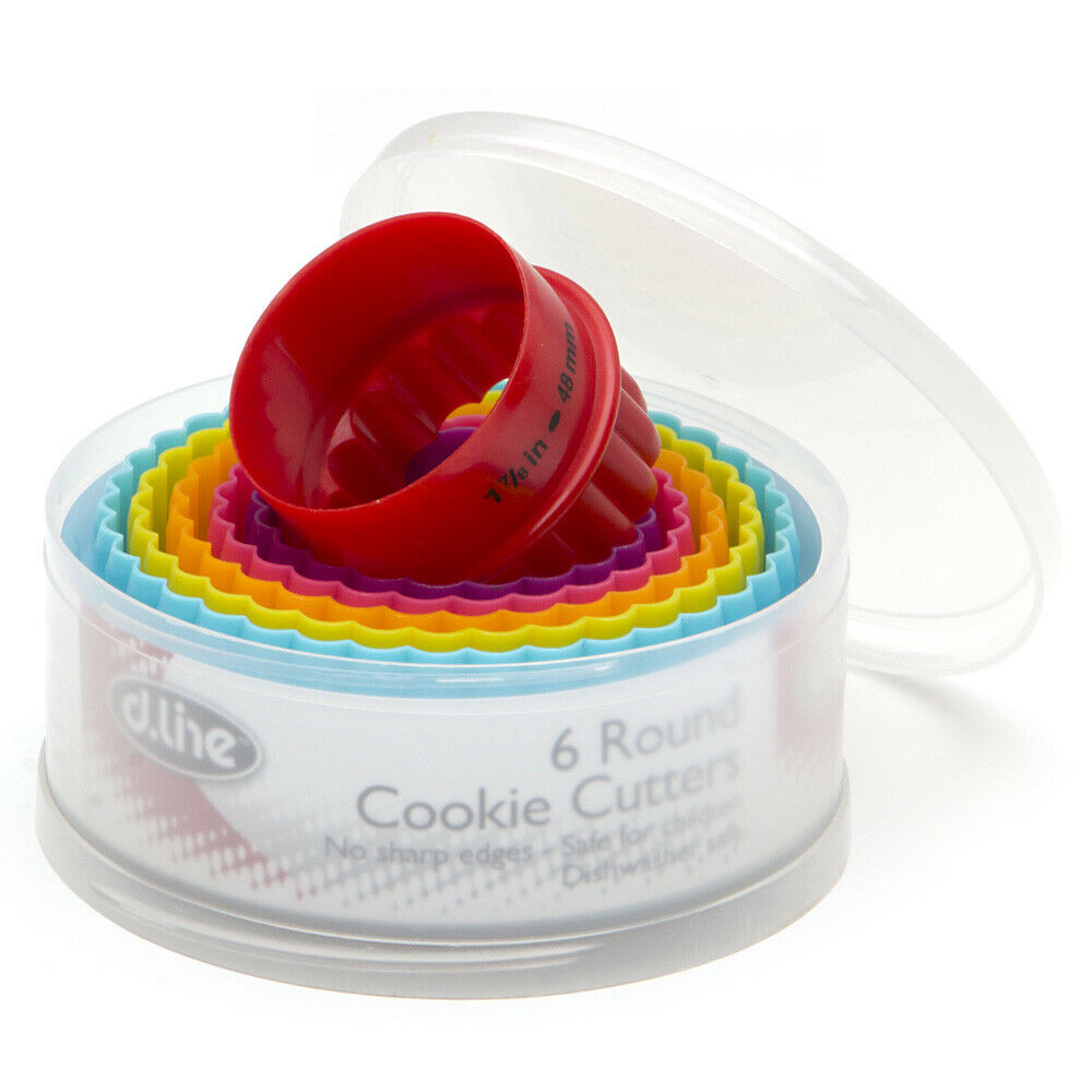 D.Line Round Plain & Crinkle Cookie Cutters Multi Col