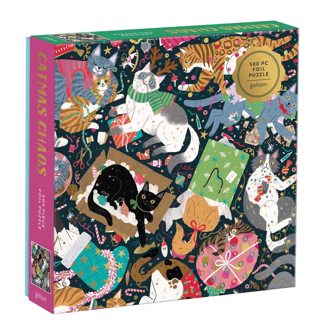Galison Catmas Chaos 500 Piece Foil Puzzle