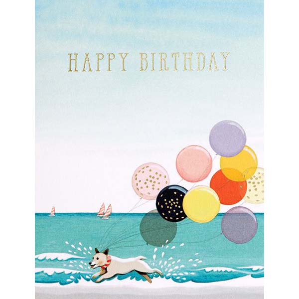Splashing Dog Birthday Foil Card
