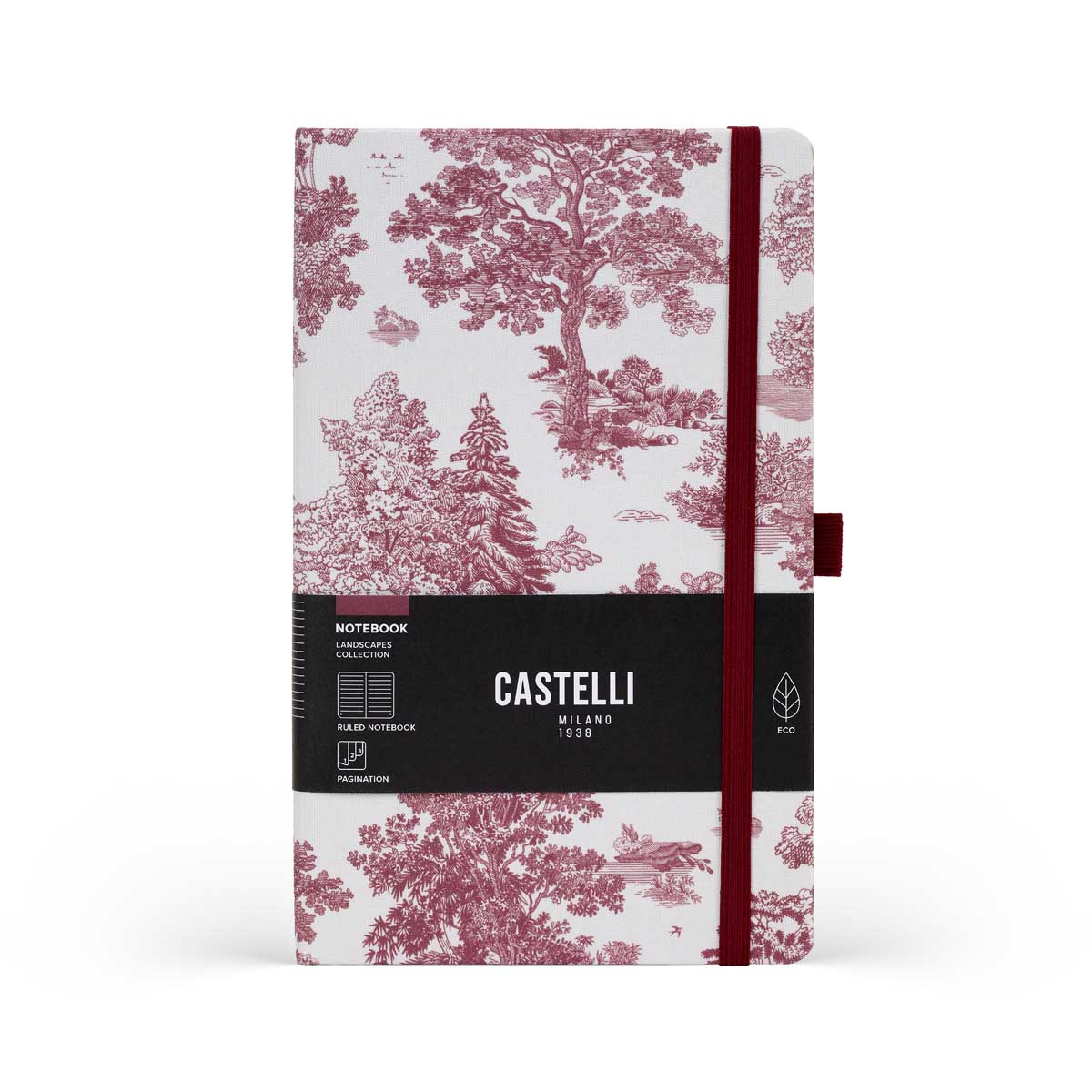 Castelli Landscapes Mid Ruled Notebook - Rosewood